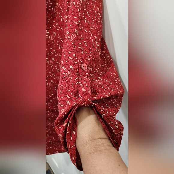 Donn Kenny red button down blouse women's (no size tag) XL - Picture 3 of 5